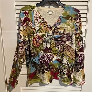 CHRISTOPHER & BANKS Women’s Printed Button Up Sweater